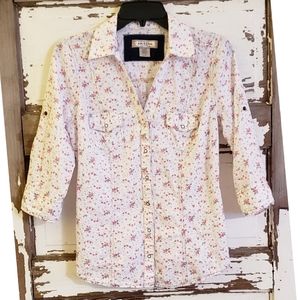 Adorable Floral Casual Button Down Blouse